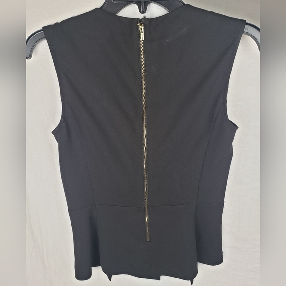 Banana Republic Black Flare Bottom Zip Up Back Shirt Sz 0 - Picture 4 of 7